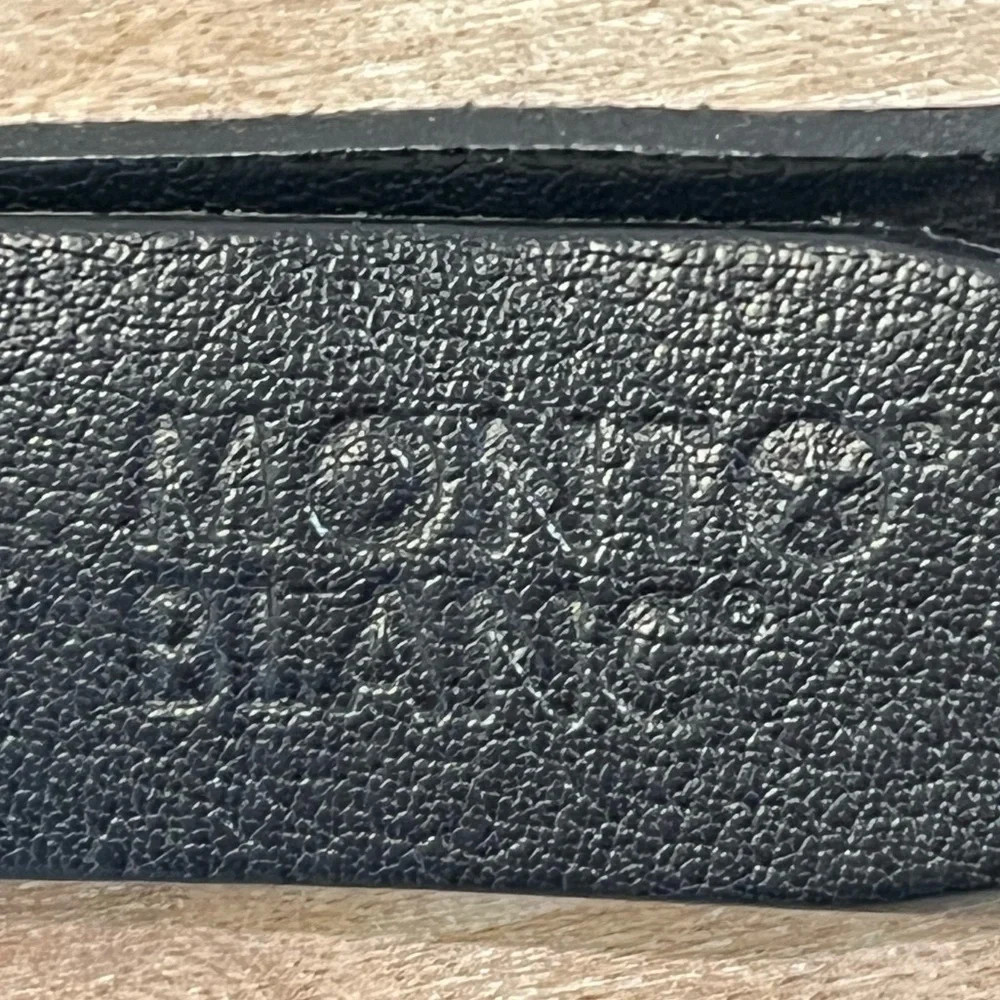 MONT BLANC ; Black Leather Silver Buckle Belt Size 54 ;